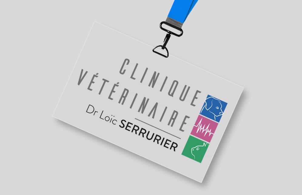 Badge pour le personnel de la clinique vétérinaire Loïc Serrurier réalisé par Aurélie Ducret, graphiste webdesigner